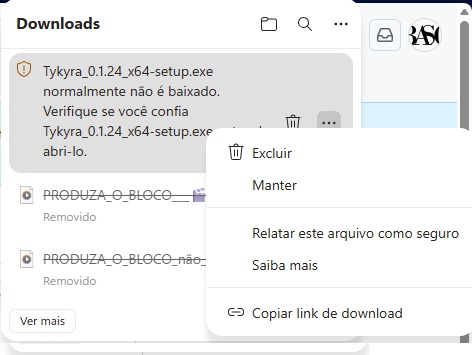 Captura de tela do Edge mostrando onde clicar em 'Manter' para concluir o download do instalador